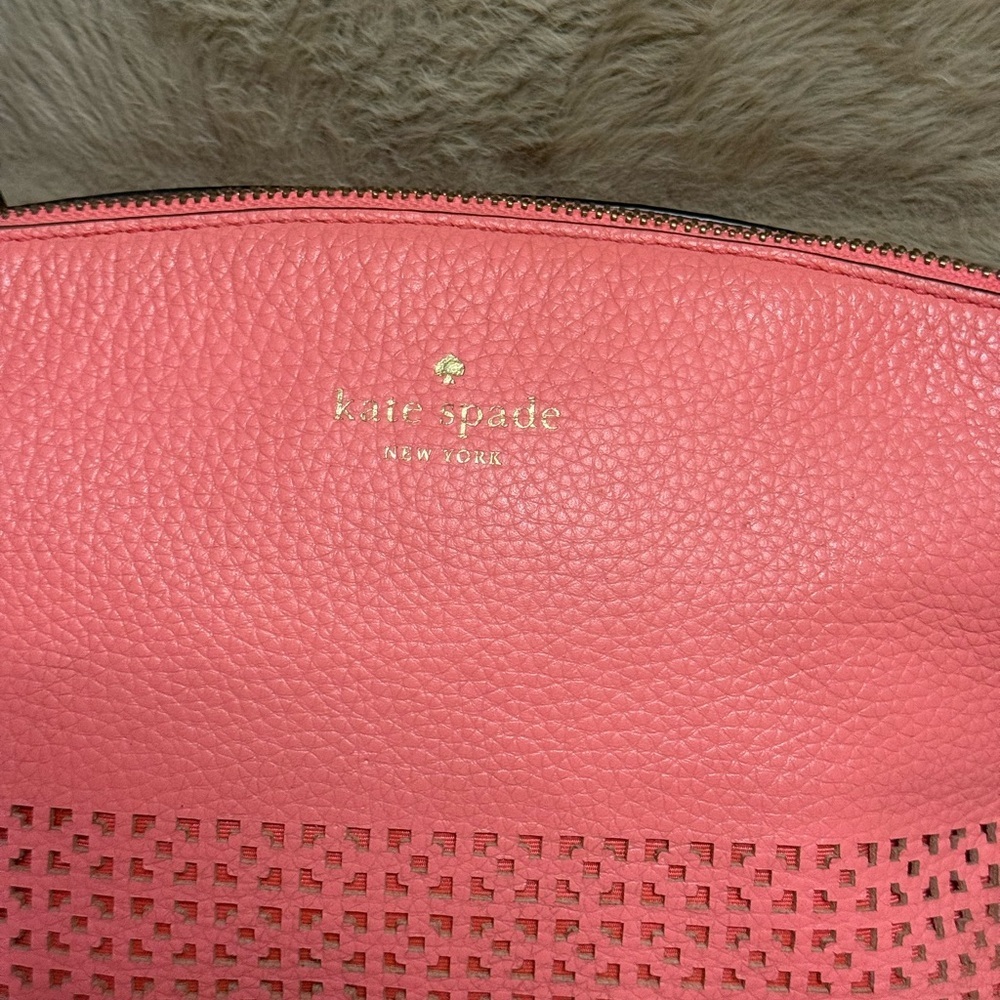 Kate Spade Bay Street Sandra Crossbody - Coral Pink Perforated Leather - Picture 2 of 8